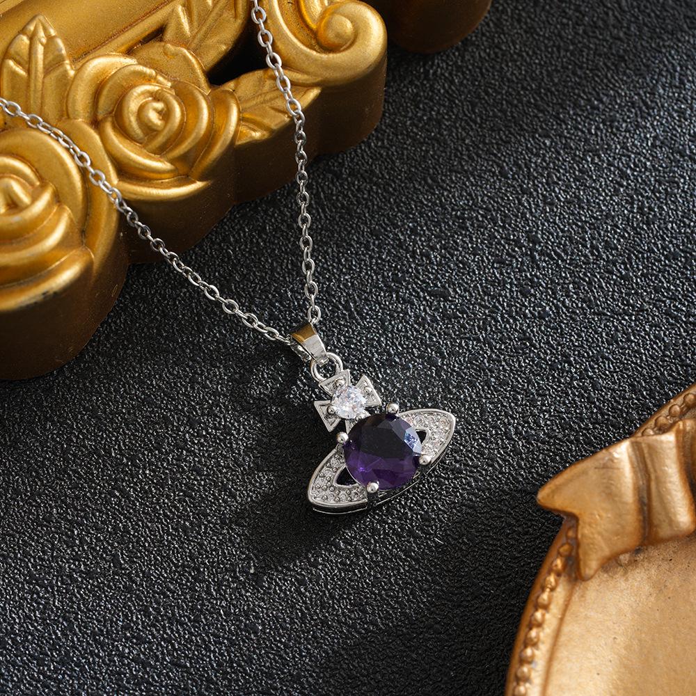 Europeisk & Amerikansk Lyx Zirkon Universum Saturnus Halsband