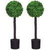 Set Of 2 Artificial Plants Boxwood Ball Trees In Pot Fake Plants For Home Indoor Outdoor Decor 20x20x60cm Green