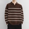 Men's Premium Horizontal Stripe Turn-Down Collar Sweater