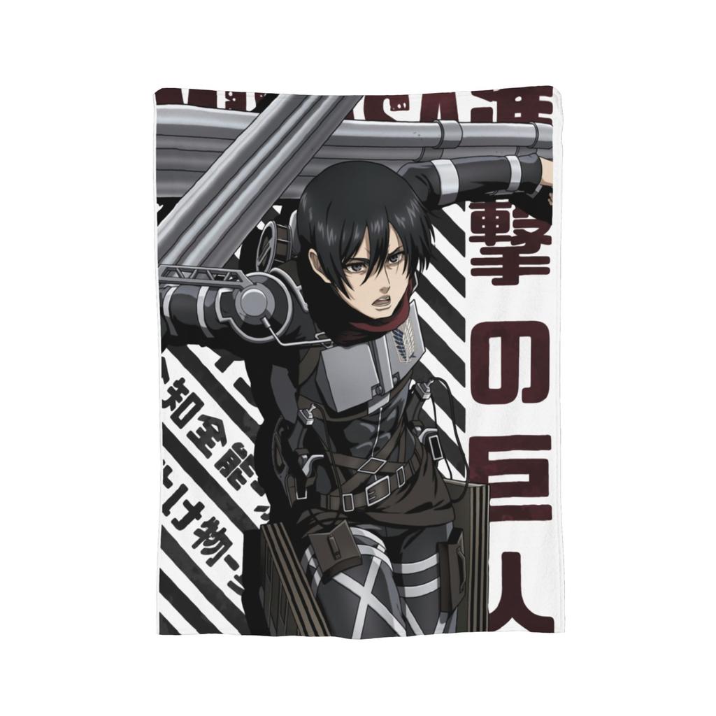 Shingeki no Kyojin Mikasa Ackerman Attack on Titan Blankets Flannel Spring/Autumn Portable Warm Throw Blanket for Sofa Rug Piece
