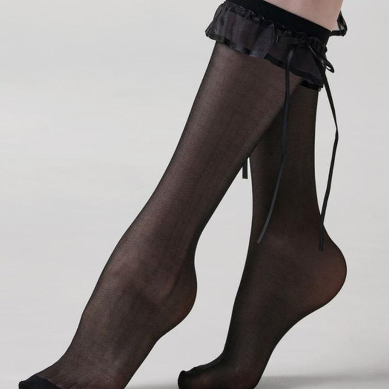 HUGDAY [15 Denier] Frill Ribbon Pantaloon Stockings