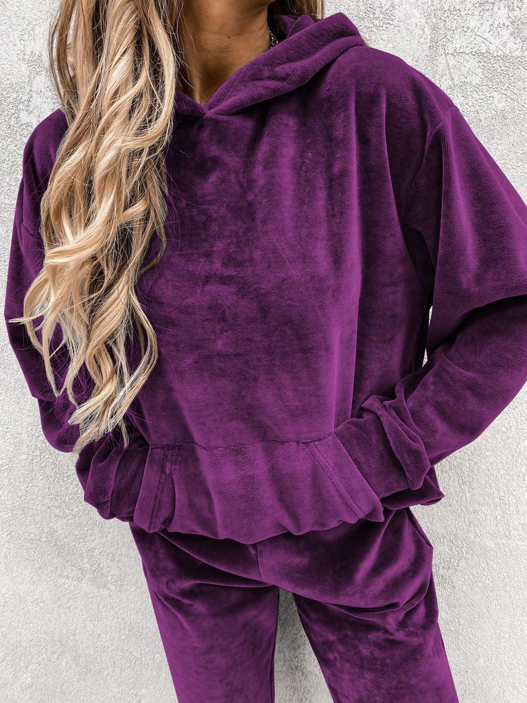 Neuer Stil Damen Freizeit Pullover Hoodie Sweatshirt und Jogginghose 2-teiliges Set Uni Herbst Outfit