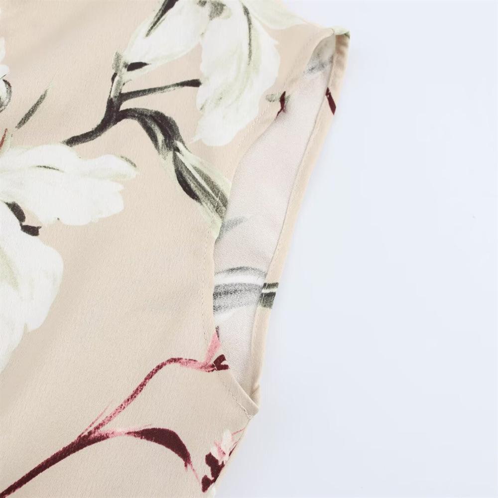 2025 Spring Women's Slim Sleeveless V-Neck High-Waisted Silk Satin Midi Dress