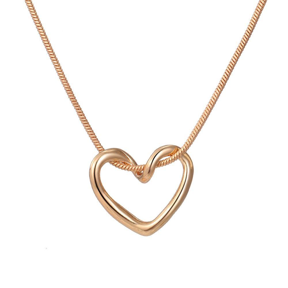 Hollow Love Heart Pendant Necklace Gold Sweater Chains Fashion Clavicle Chain Women