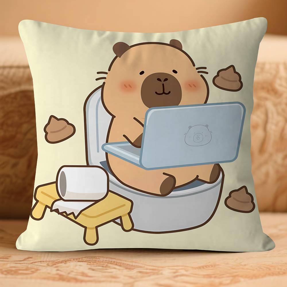 Cute Anime CapybaraS Pillow Case Removable Washable Cushion Cover – All-Season Soft Linen