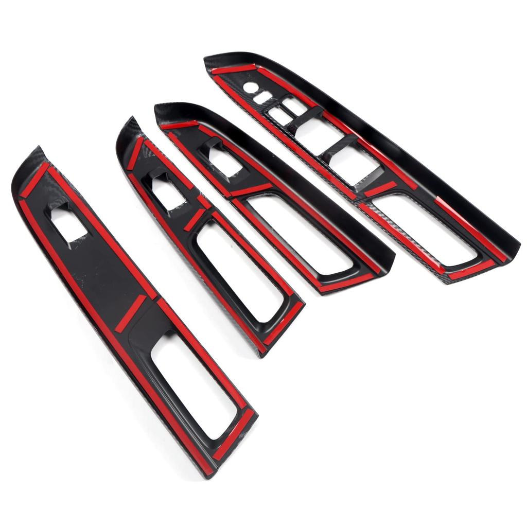 Fiber Style Door Switch Panel Window Lift Button Frame Window Decoration Protective Sticker for Subaru WRX S4 WRX STI Levorg Model and Impreza GP GJ