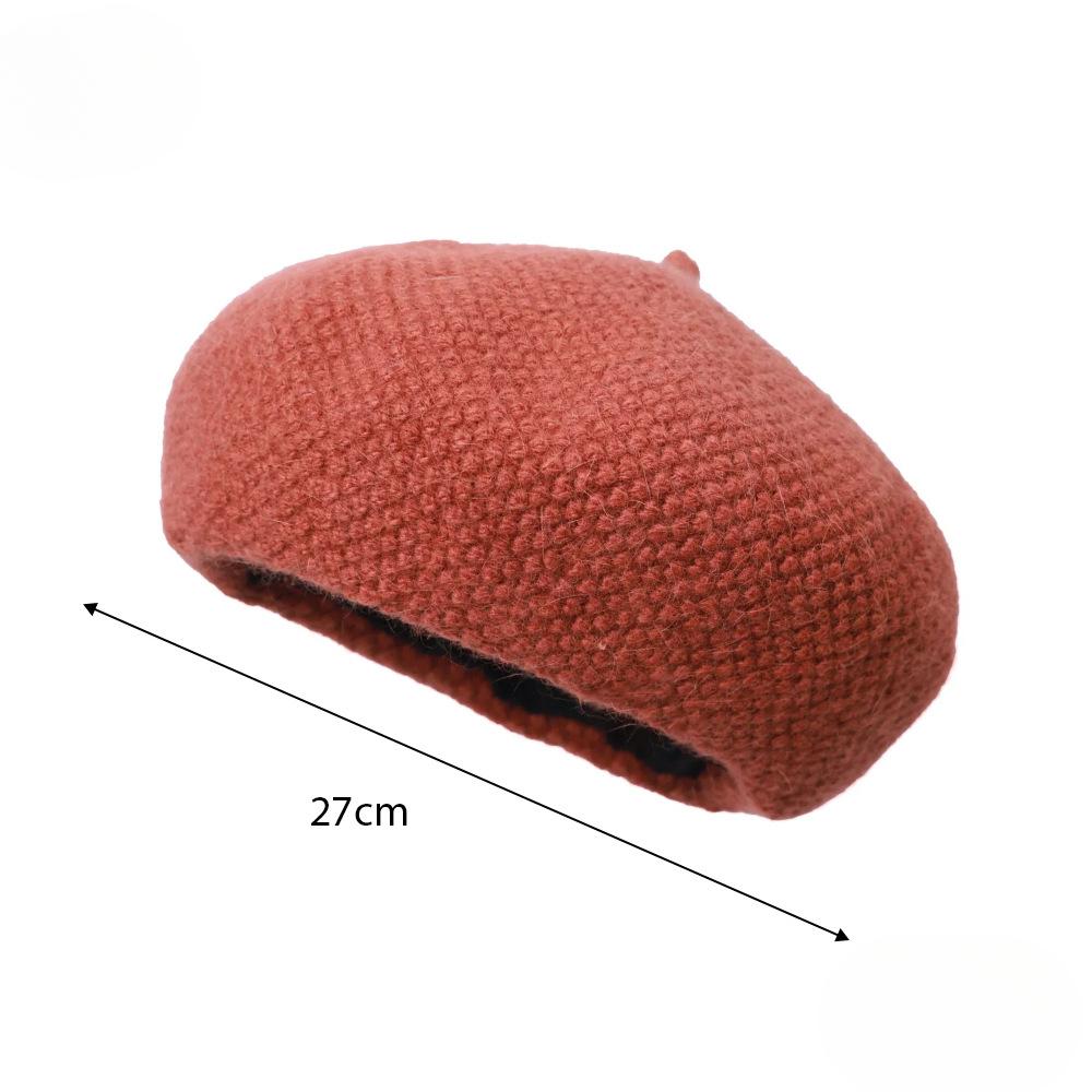 Beret Women's Autumn and Winter Knitted Wool Painter Hat Literary Versatile Elegant Warm Face Showing Little Beret Pumpkin Hat