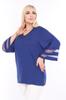 Damen Übergröße Bluse Saphirblau Große Größe Dreiviertelarm Bluse mit Steindetail am Kragen