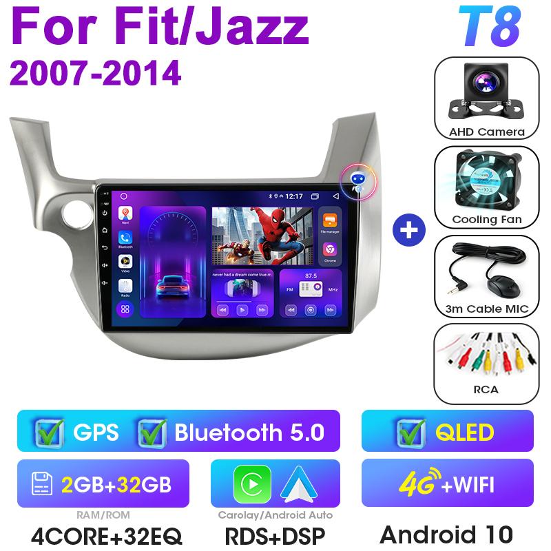 2 Din Android 12 Car Radio For Honda FIT JAZZ 2007 - 2014 Multimedia Video Player Navigation GPS Stereo Carplay Auto 4G RDS DVD