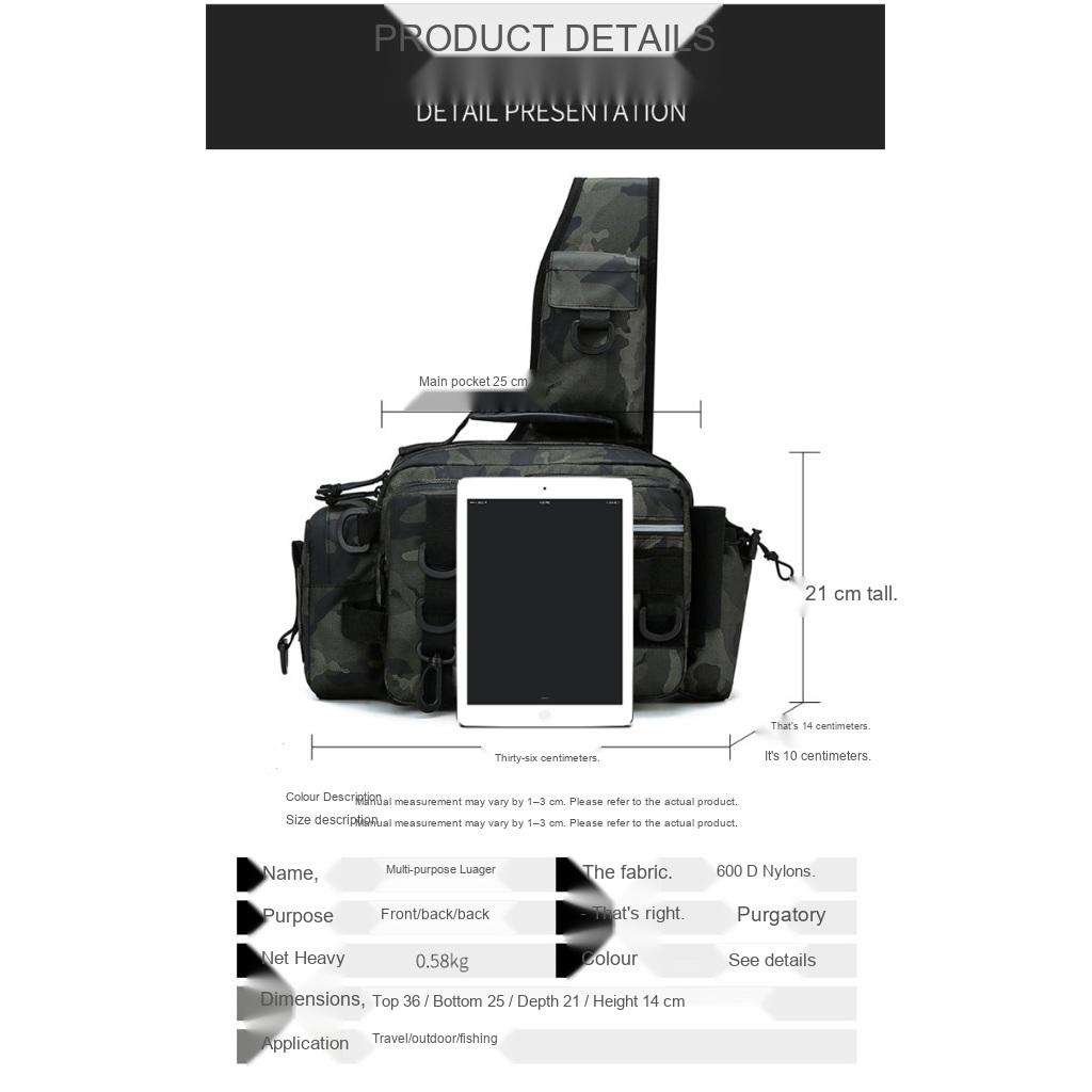 Crossbody Bag Unisex Nylon Multi Pocket Lightweight for Outdoor Fishing