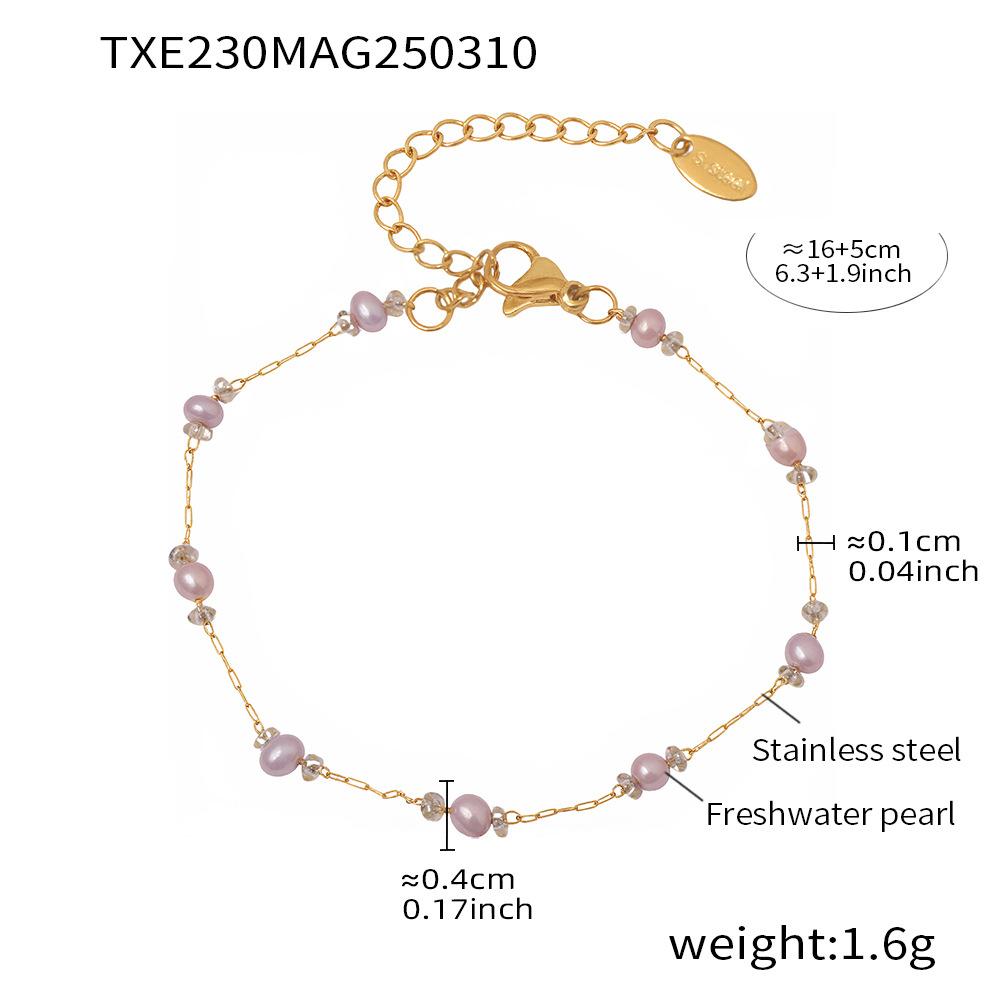 

Nivora Изысканный Розовый Пресноводный Циркон Ожерелье Браслеты Для Женщин Цепочка из Бусин из Нержавеющей Стали Шарм Ручной Работы Набор с Цирконом