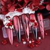 1pc Red 3D Alloy Rose Flower Nail Rhinestone Decoration Mix Simulation Pearls Charms Nail Accessories Valentine Manicure Supplies