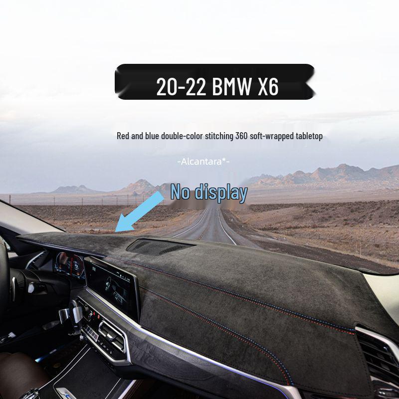 

BMW X6/X7 Dashboard Sunshade Anti-Slip and Heat Insulation Mat Red & Blue Stitching Suede