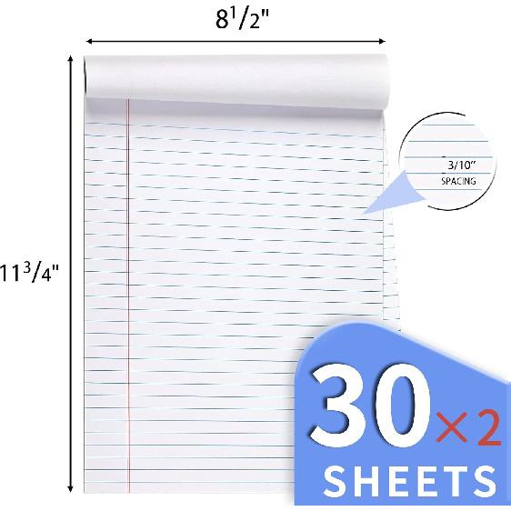 2 Pack Legal Pads Refills Note Pads, Writing Pads 8.5 x 11 Inches, Memo Pads Lined Writing Note Pads, Letter Size Legal Pad Wide Ruled Lined Pads