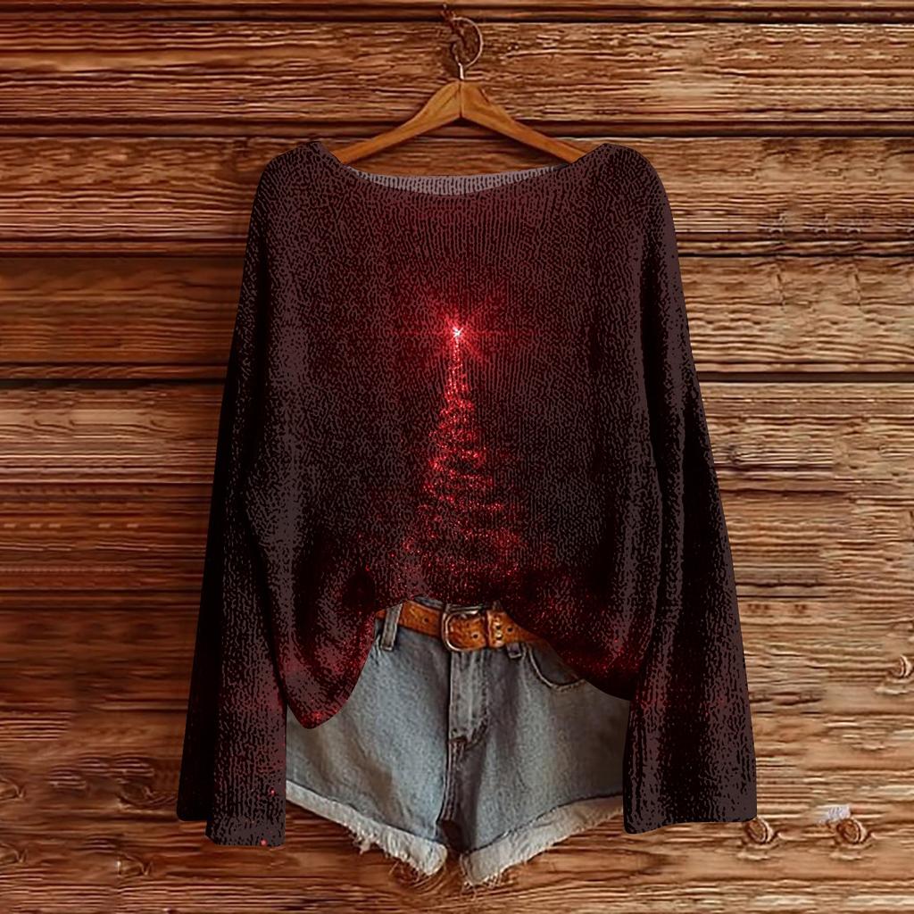 Women's Round Neck Lightweight Sweater Casual Long Sleeve Knit Pullover
