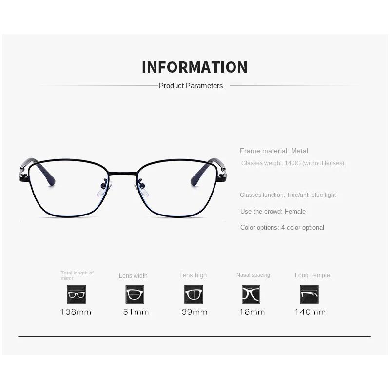 2PCS Metal Frames Cat Eye Myopia Eyeglasses High-end Near Sight Eyewear Transparent Anti- Blue Lightweight Minus Diopter Eyeglasses