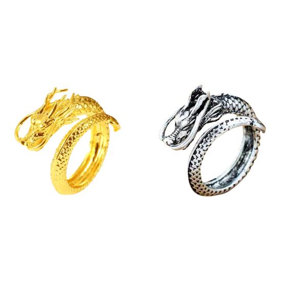 Vintage öppen gravyr män drak form dominerande ring