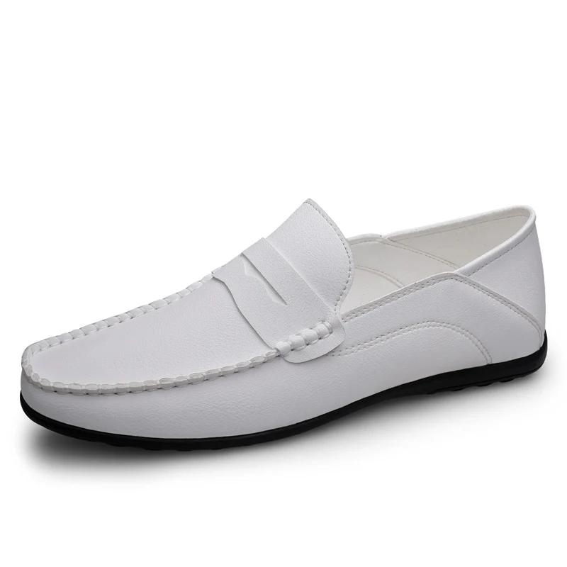 Fashion Summer Man Loafers Wedding Dress White Driving Moccasins Footwear Men Casual Shoes Split Leather Slip On Lightweight Male Shoes
