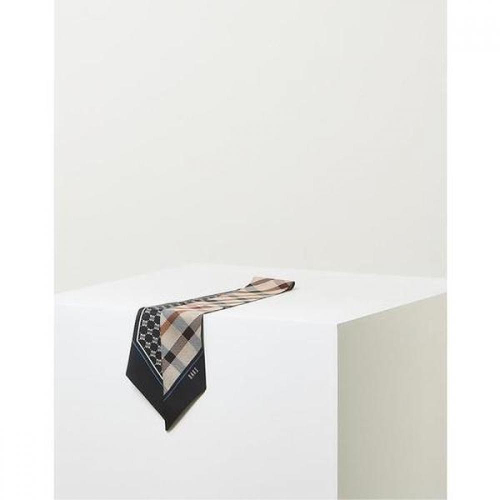 Daks Navy Check Print Silk Scarf Dcsc3f121n2