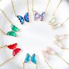 Japanese & Korean Dreamy Butterfly Glass Crystal Double Pendant Necklace for Women