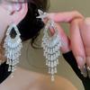 Silver Needle Zircon Geometric Fringed Stud Earrings, Popular Earrings In Europe and America, Niche Light Luxury Design Earrings Women