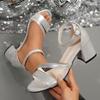 High Heels 22 New Summer Style with Skirt Cheongsam Shoes Fairy Style Thick Heel Sandals Medium Heel French Heel
