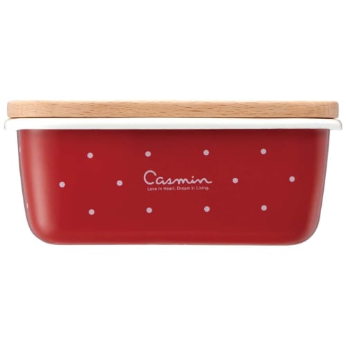 Skater Enamel Butter Case Wooden Lid 500ml Casmin Red ENBT5-A