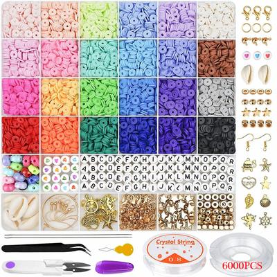 Clay Beads Bracelet Making Kit Round Flat Beads Polymer Clay Beads Set DIY Kit