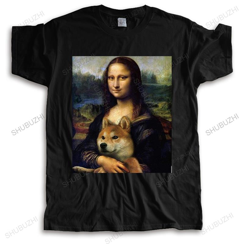 Men Cotton T Shirt Summer Brand Vintage Tshirt Mona Lisa Shiba Inu Doge Unisex Oneck High Quality Tee Shirts Cool Short Sleeve