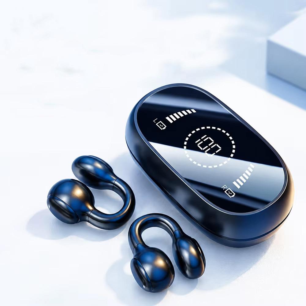 Căști Bluetooth 5.4 X51 cu Clip pentru Ureche Căști Wireless cu Afișaj Digital LED True Wireless Stereo Căști cu Ureche Deschisă HiFi pentru Sport negru