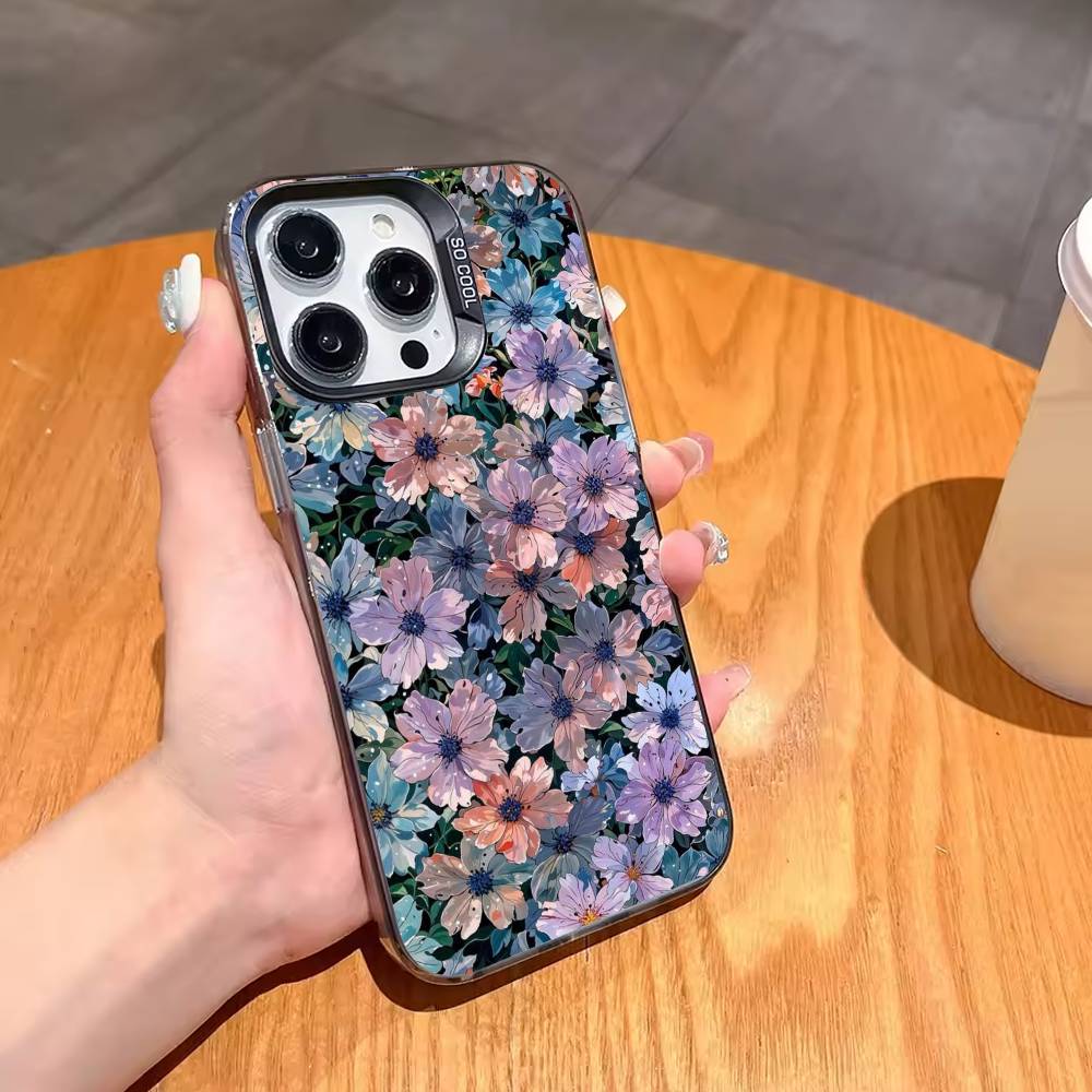 Flowers A-Art Phone Case For iPhone17,16,15,14,13,12,11,Pro,MAX White Matte Shockproof Cover