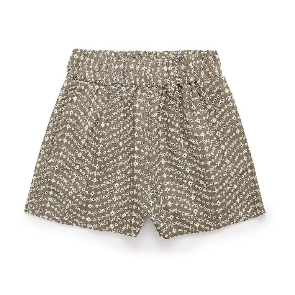 Spring 2026 European & American Style Women s Hollow Embroidered Casual Shorts Medium зелёный
