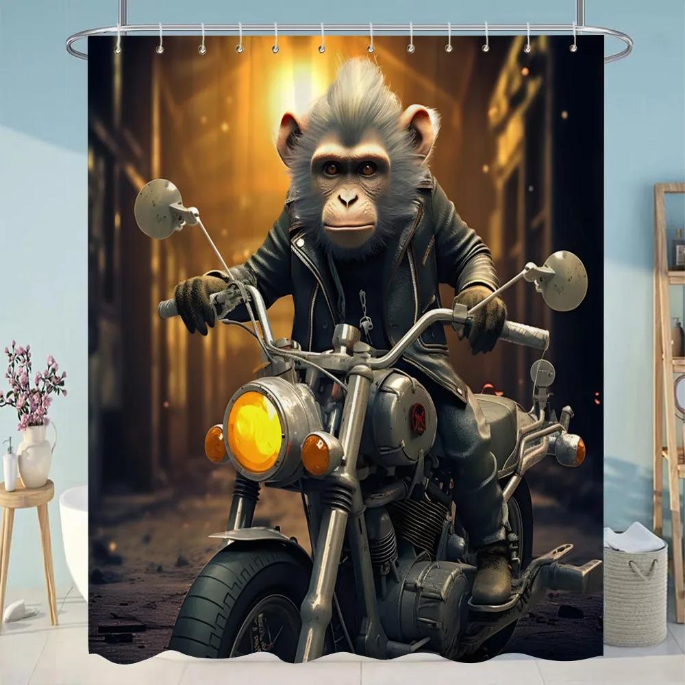 Zábavný potápěčský sprchový závěs pro kočky Kreslená zvířata Styl olejomalby Polyester omyvatelné sprchové závěsy Dekor do koupelny s háčky