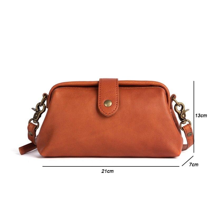 Johnature Ekte skinn Enkel Kvinner Liten Veske Fritid Naturlig mykt kuskinn Ensfarget Allsidige skulder- og kryssvesker