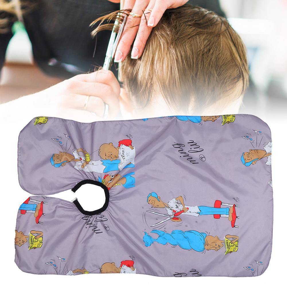Children Hairdressing Apron Home Barber Shop Cartoon Pattern Hair Cutting Dyeing Gown CapeGray