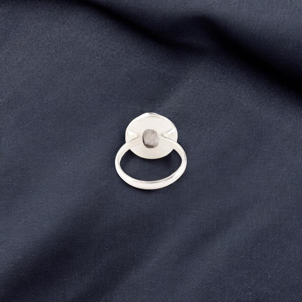 Bague Fait Main en Argent Sterling 925 avec Pierre Gemme Rutile Noir Pour Filles RR-62-24
