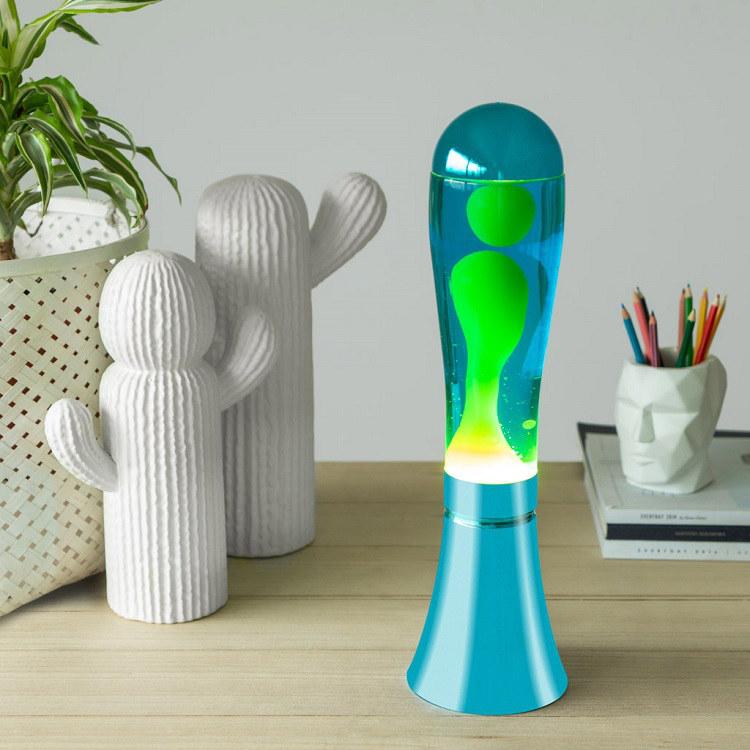 Lampe lave bleue lampe de chevet de bureau avec lave pour salon chambre à coucher