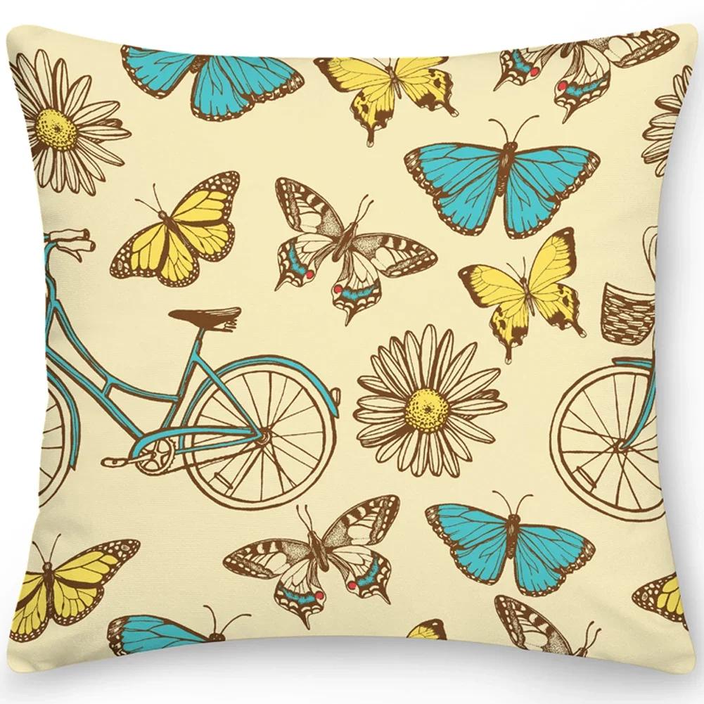 Pillow Office Sofa Butterfly Print Double Sided Cover Square Cushion