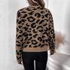 Leopard Print Bow Tie Lace-up Knit Cardigan Sweater for Women - Autumn/Winter 2026 Collection