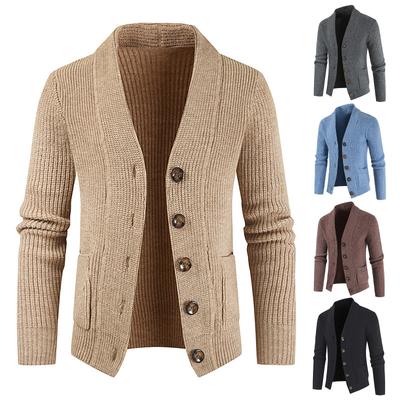 Und Winter Herrenmode Lockerer Cardigan Warmer Revers Jacke Pullover Strickmantel