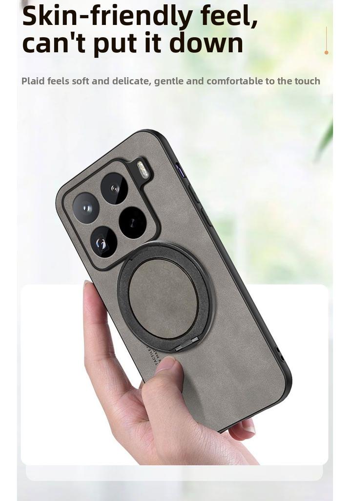 For Oneplus ACE 6 6T Magsafe Magnetic Rotating Bracket Case For Oneplus 15R 15 R Sheepskin Leather Matte Shockproof Cover Bumper