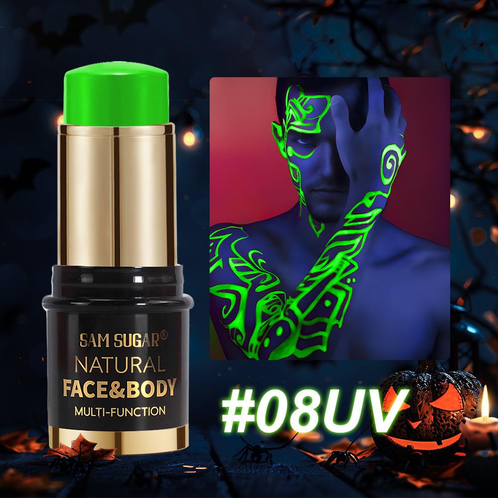 SAM SUGAR UV Glow Face and Body Paint Stick Neon Blacklight Painting Makeup Crayon for Halloween Festival Rave Party Stage Cosmetics