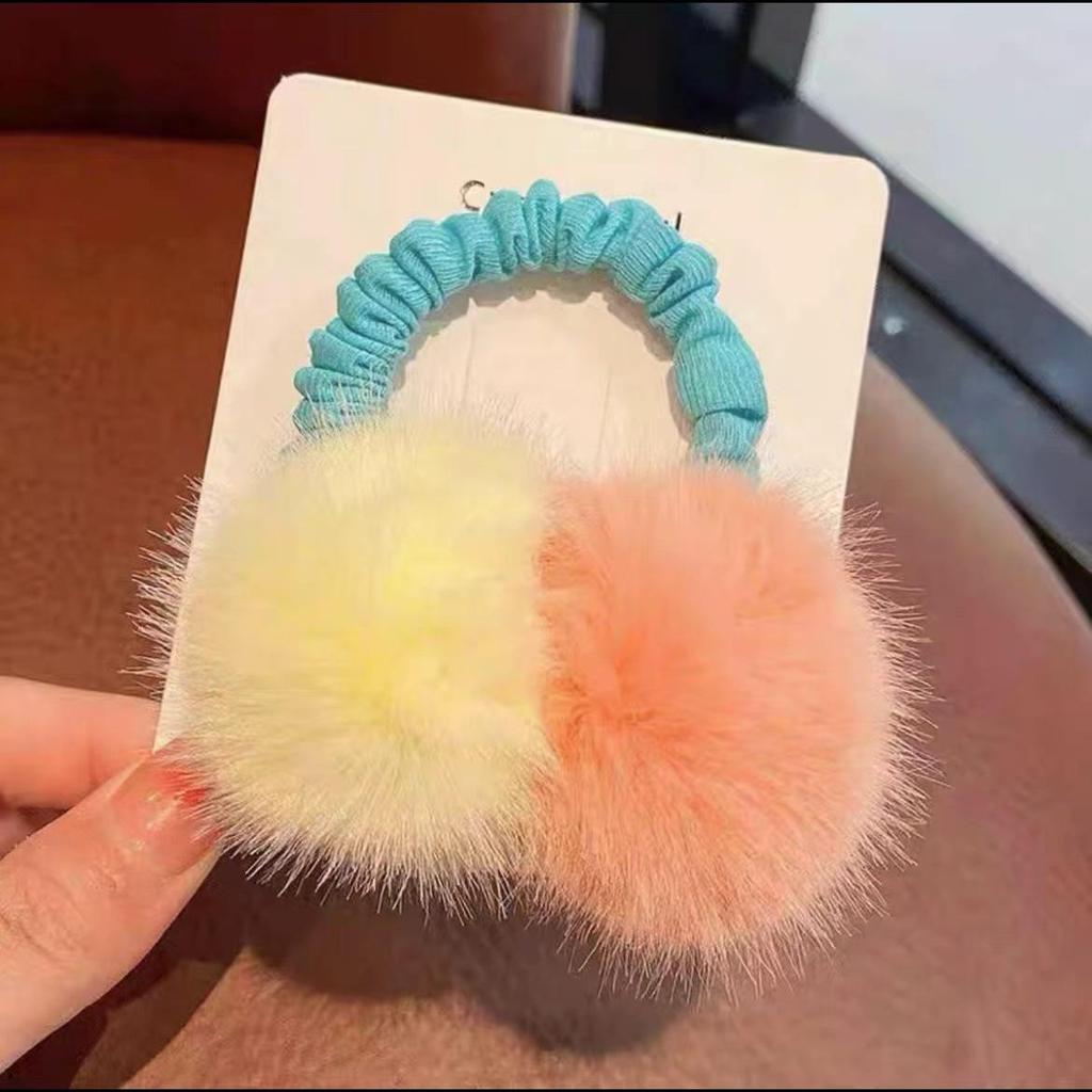 Autumn/Winter Plush Ball Hair Tie - Korean Style Princess Girl Fur Headband