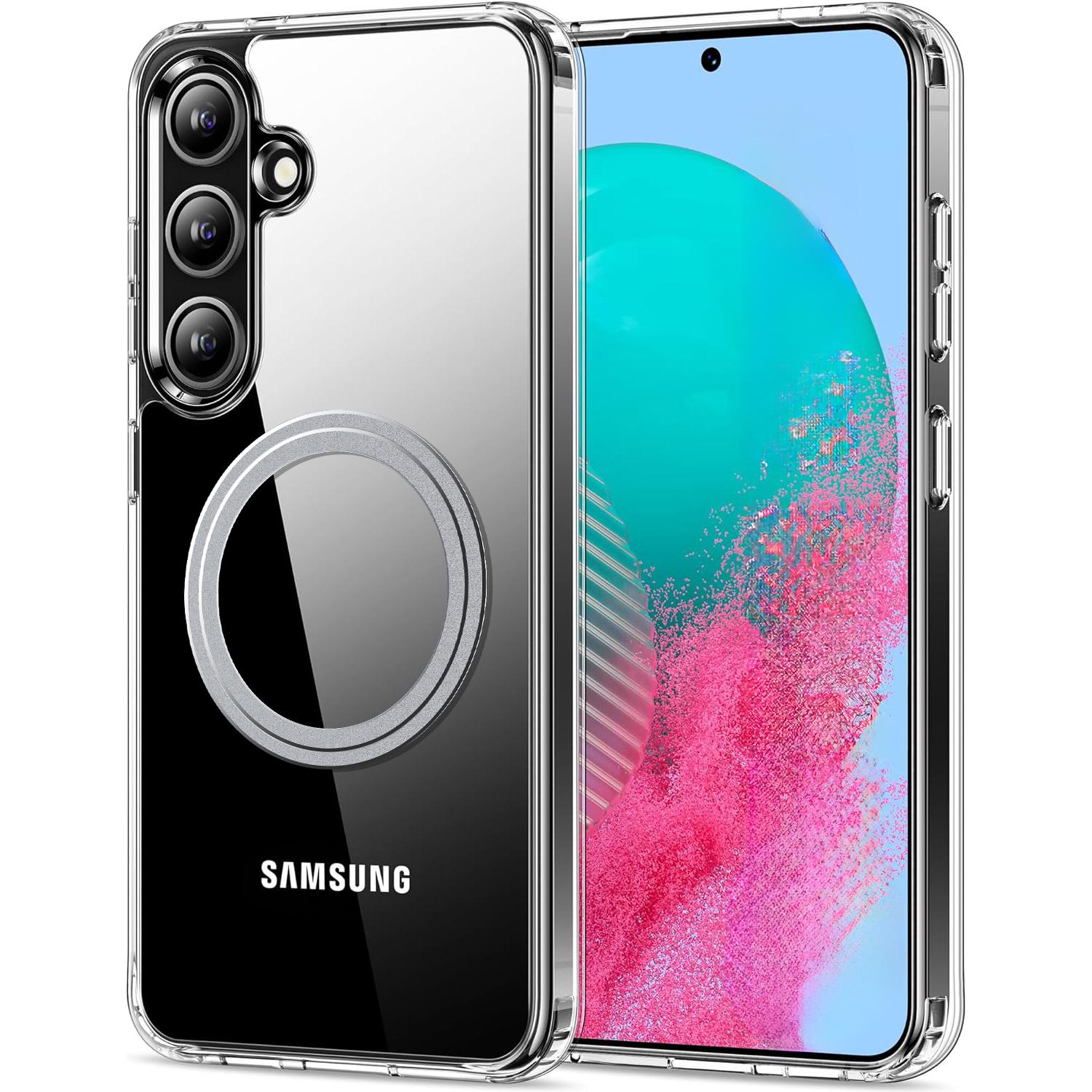 

For Samsung Galaxy S24 Case Magnetic TPU+PC Transparent Anti-Drop Phone Cover A