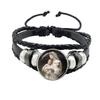 Virgin Mary Baby Jesus Christian Catholicism Jewelry Black Button Leather Bracelet Blessed Mother Religious Glass Cabochon Gift