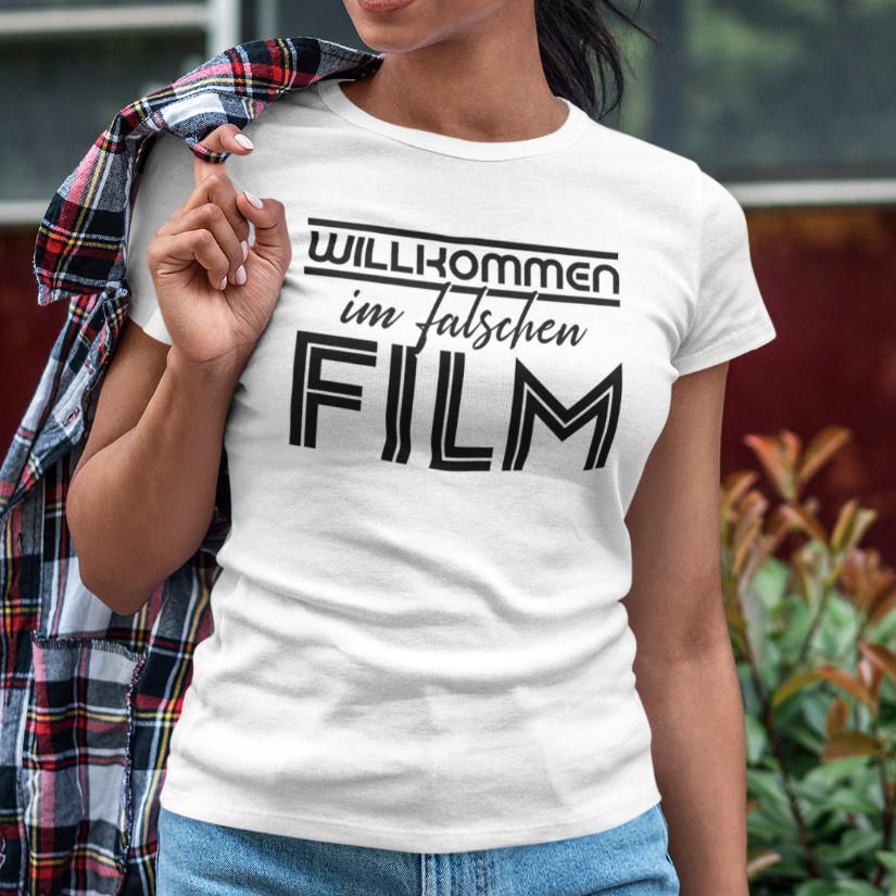 

Welcome To The Wrong Movie Funny Comedy Cinema Corona Sayings Fun Ladies T-Shirt XL