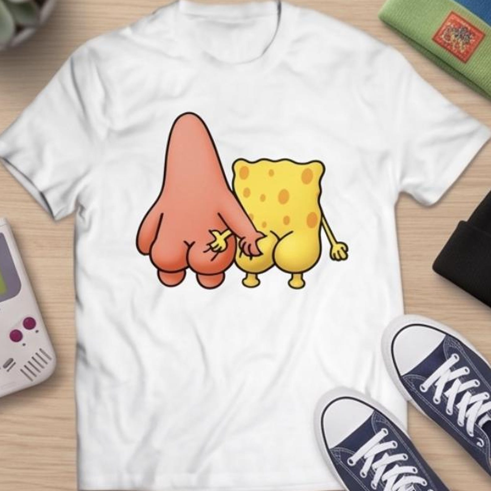 Cartoon Duo Friendship T-Shirt – Undersea Characters, Cheeky Humor Tee 2XL