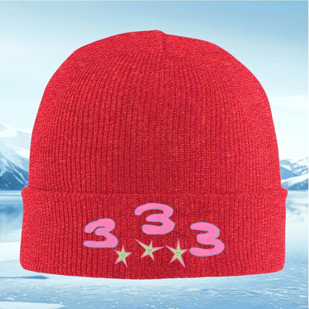 

Three number figurescartoon stars art Knitted Hat Unisex Women Unisex Beanie Pullover Cap Winter Thermal Warm Christmas Outdoor C