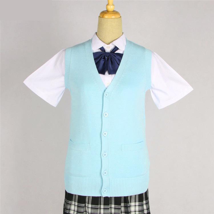 Japanese Girl College Students Sweater Waistcoat V-neck JK Uniform Knitted Cardigan Vest Campus Spring And Autumn Daily Clothes