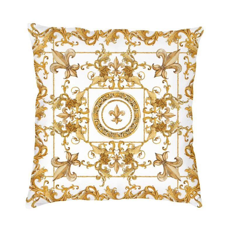 Golden Baroque Elegance Style Square Pillowcover Home Decorative Cushion Cover Throw Pillow for Car Doublesided Printing